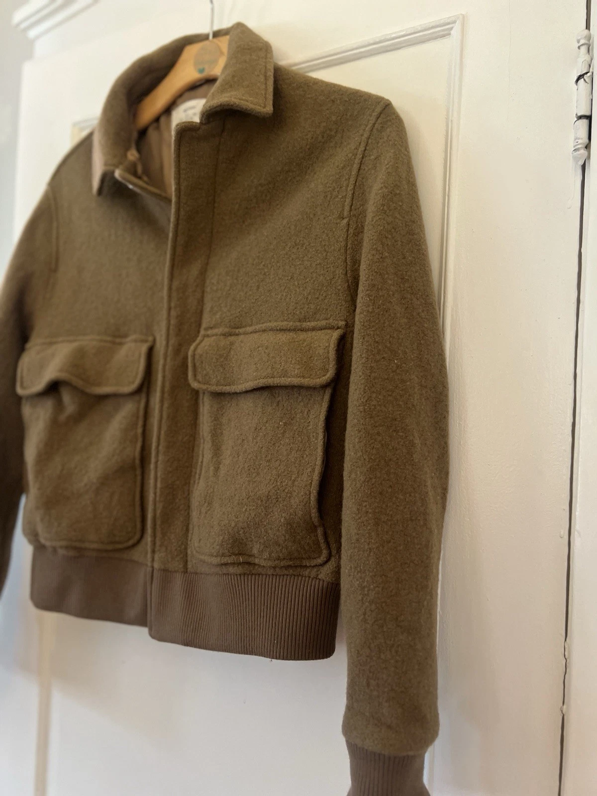 ZARA Origins BOMBER JACKET Aviator Size L Wool Exterior Quiet Luxury Old Money - product detail image 6