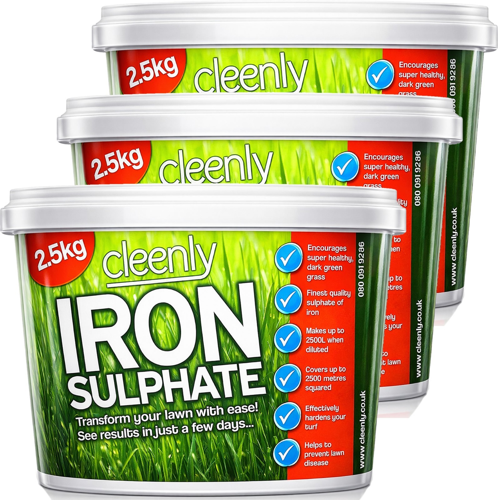 Cleenly Lawn Fertiliser 7.5kg Tub Iron Sulphate Grass Feed 7500m2