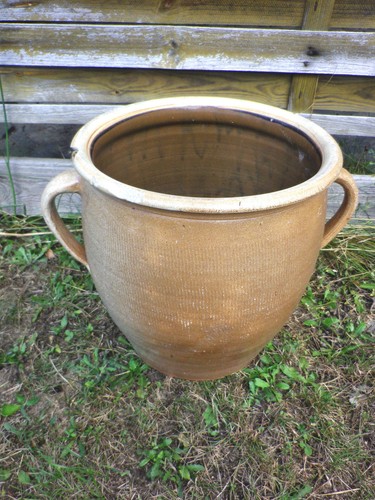 Tontopf Steinguttopf Steintopf hellbraun ca. 10 Liter mit zwei Henkel ri697 - Bild 1 von 5