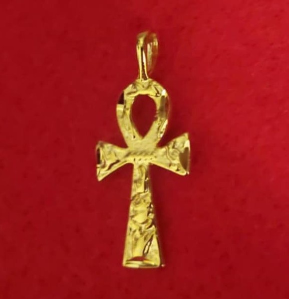 Alternate view of 14kt Gold Plated Textured Ankh Charm Pendant 502