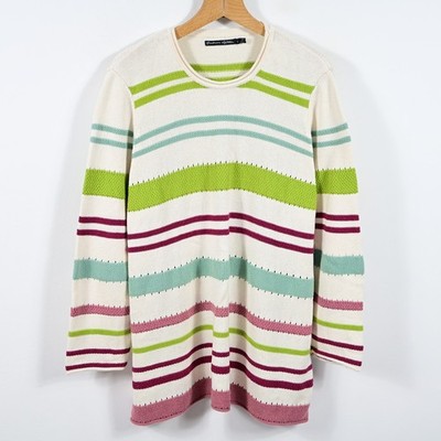 GUDRUN SJODEN _ DAMEN LONGPULLOVER MIT RUNDHALSAUSSCHNITT GESTREIFT _ Gr. L
