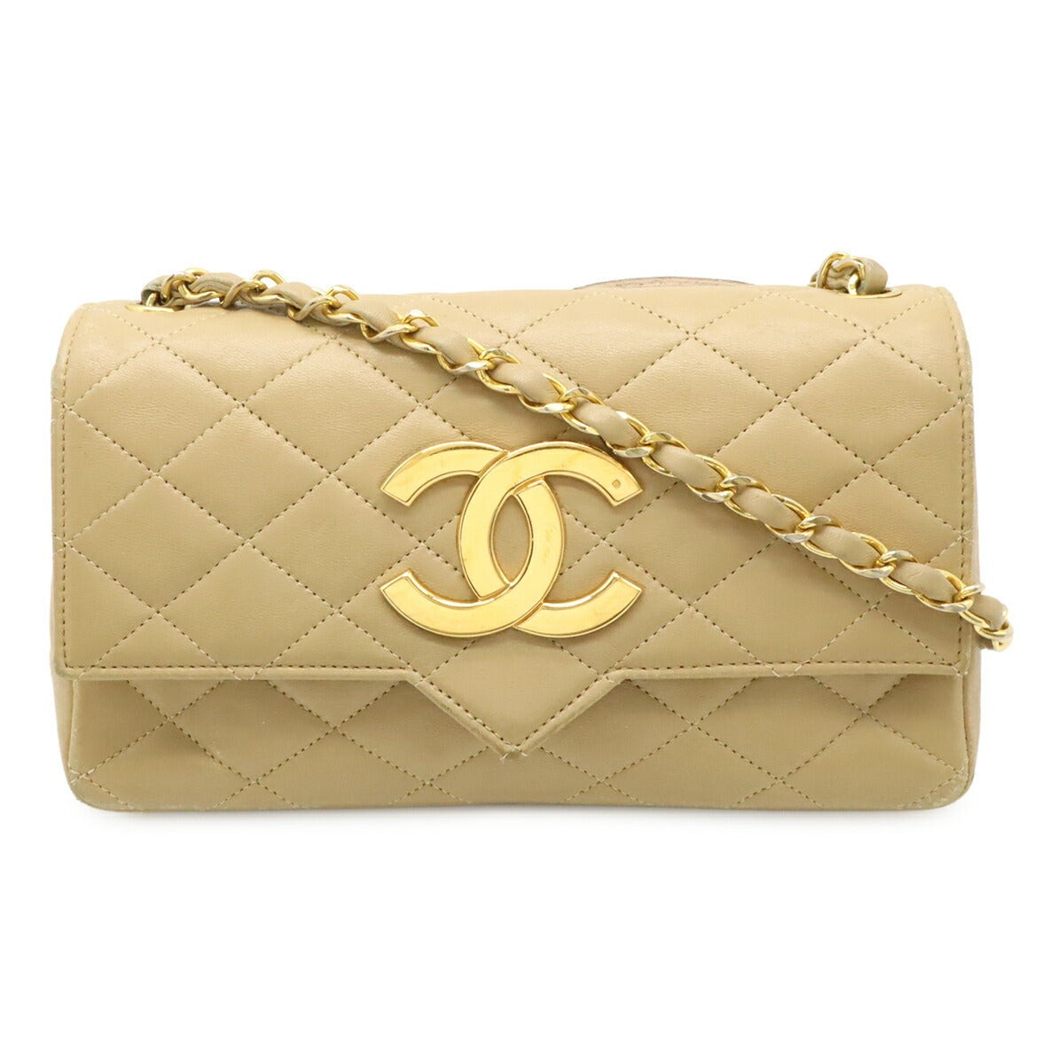 Chanel Matelasse Leather Shoulder Bag Women Beige One Size