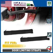 Black Adjustable Door Limiting Check Strap Fit 2007-2021 Jeep Wrangler JK、JL、JT