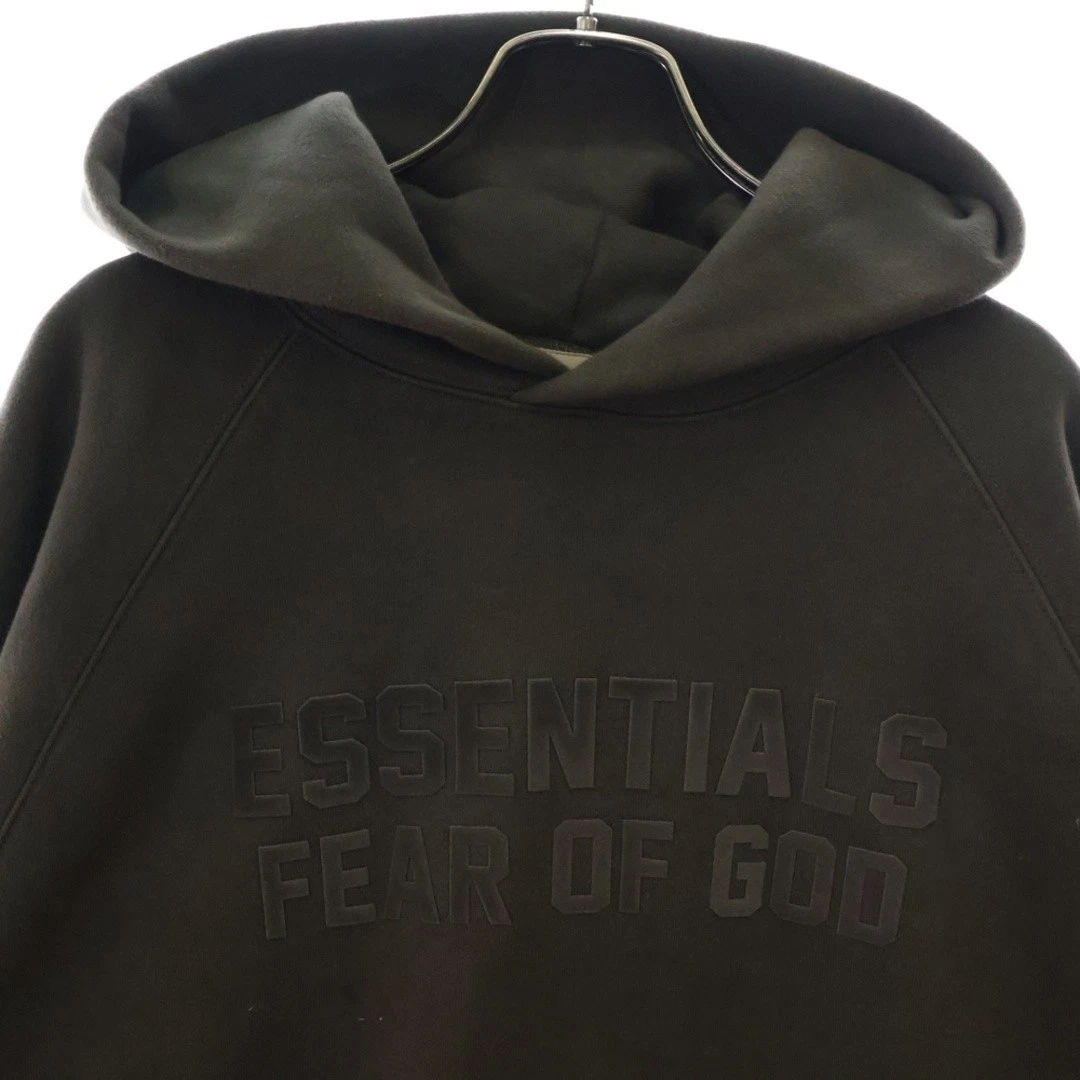 Felpa con cappuccio FEAR OF GOD ESSENTIALS logo feltro anteriore marrone usata d581ebe1165b4c6c6