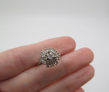 Vintage 925 Sterling Silver Round Dome Clear Sparkling Stone Cluster Ring 5.25