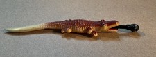 Vintage Celluloid Alligator Eating Man Pencil Holder Japan Made Rare Novelty