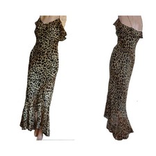 Animal Print dress Leopard Asymmetrical hem maxi Cache NWT Size 2