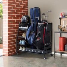 Golf Bag Organizer for Garage - Holds 2 Bags  Golf Equipment Storage Rack