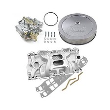 Sbc Chevy 350 Weiand 8150 Intake Holley 600 Cfm Carb Air Cleaner Combo