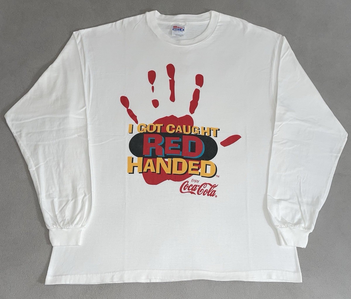 Vintage 90s Coca Cola Caught Red Handed Promo L/S T-shirt Size XL