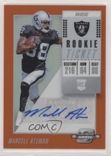 2018 Contenders Optic Rookie Ticket Orange Prizm 9/49 Marcell Ateman Auto 1u6
