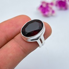 Red Garnet Gemstone 925 Sterling Silver Handmade Jewelry Ring Christmas Day Gift