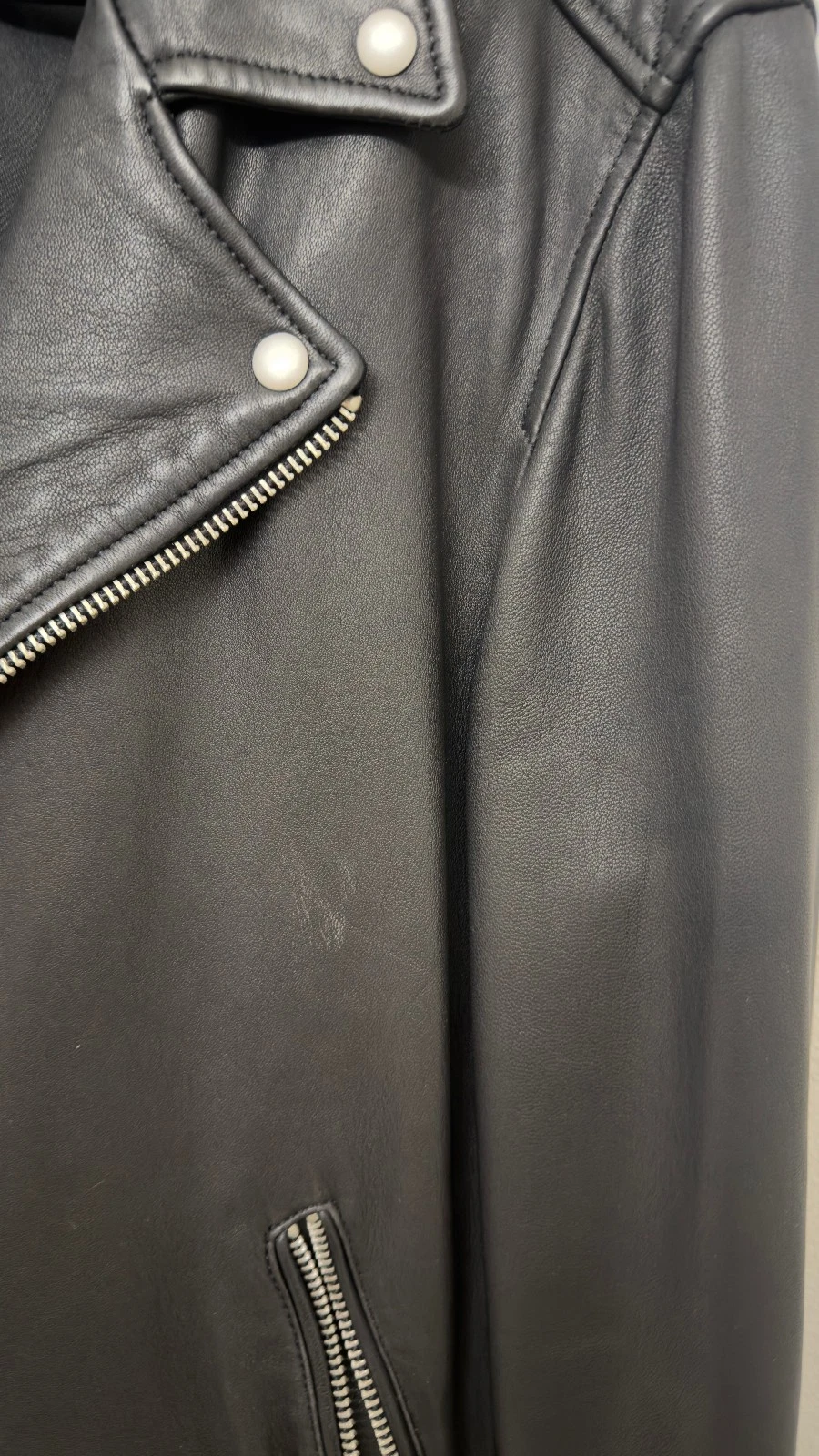 AllSaints Men’s Genuine Leather Biker Moto Jacket Black XSMALL image 2