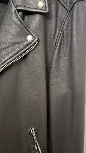 AllSaints Men’s Genuine Leather Biker Moto Jacket Black XSMALL image 2