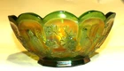 Northwood Singing Birds Carnival Glass Green Master Berry Bowl Large