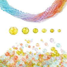 1280Pcs Glass Beads Strands - 6 Size Gradient Color 2-8Mm Faceted Rondelle Cry
