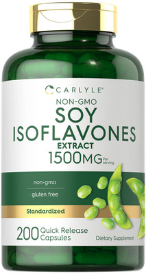 Soy Isoflavones for Women and Men 1500mg | 200 Capsules | Non-GMO | by Carlyle