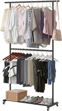 Perchero De Doble Varilla Ropa Organizador Con ruedas Ajustable Colgante