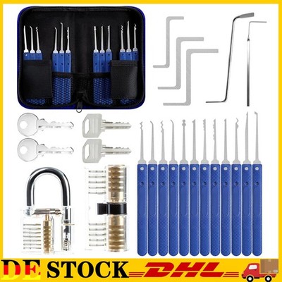 17 Tlg Dietrich Set mit 2 transparenten Schlössern Profi Lockpicking Set