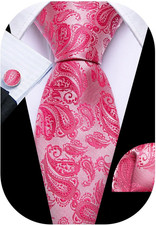 Men Ties Paisley Woven Silk Necktie Set with Pocket Suqare Cufflinks Formal