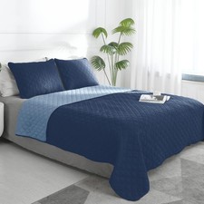 Full/Queen Size Reversible Quilt Set with 1 Quilt and 2 Pillow Shams, Soft Bed Q