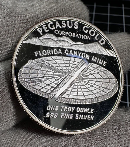 1986 PEGASUS GOLD MINE CORP. 1 OZ SILVER PEGASUS PROOF COIN