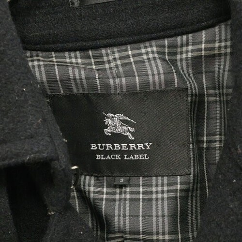 BURBERRY BLACK LABEL Wool Double-Breasted Trench Coat D1B12-261-08 Black S - Picture 7 of 8