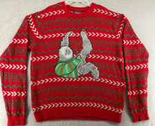 33 Degrees Mens Christmas Sweater Medium Hanging Sloth COTTON