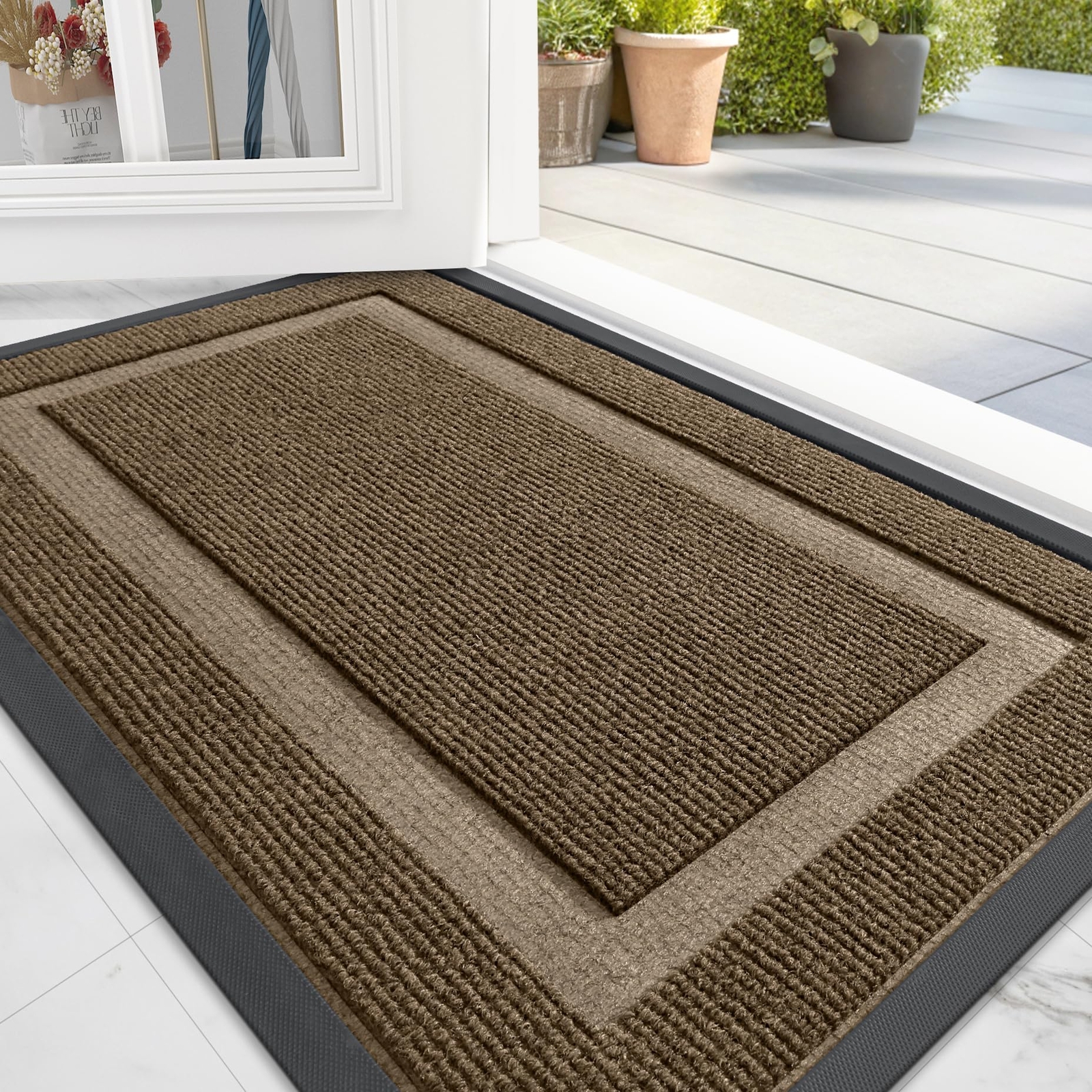 Front Door Mat Indoor Outdoor Entrance Waterproof All-Season All-Weather Door...