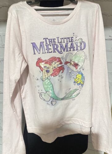 Disney The Little Mermaid Long Sleeve Sequined T-Shirt for Girls Sz.7 New