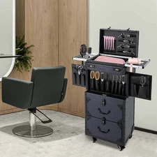 Professional Makeup Case Rolling Cosmetology Case Metal Beauty Travel Luggage