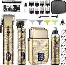 All in One Grooming Set Professional Barber Hair Clippers & Beard Trimmer Kit