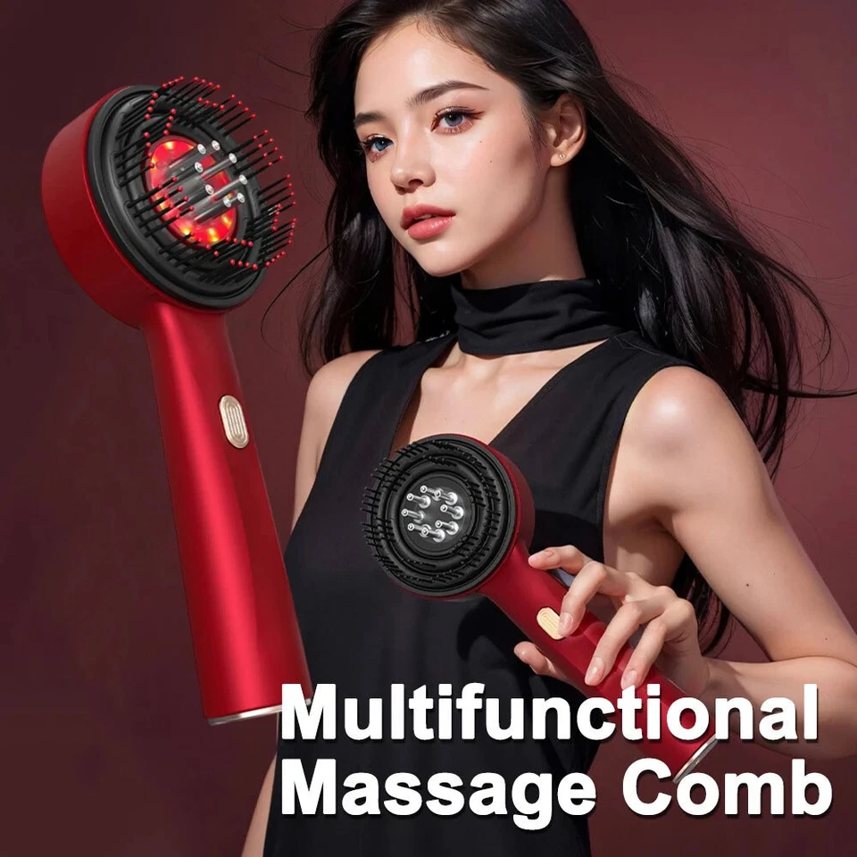 Peine de masaje eléctrico aplicador de aceite para cuero cabelludo terapia de luz roja promover el crecimiento del cabello Foto 2 de 4