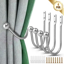 4x Curtain Holdback, Wall Mounted Drapery Holder, for Home Window Curtains Decor