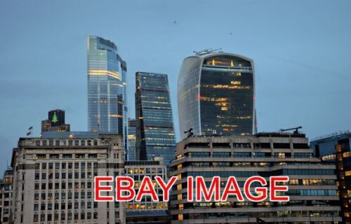 PHOTO  CITY OF LONDON  SKYLINE DOMINATED BY THOSE THREE TALL BUILDINGS ALL BUILT - Picture 1 of 1