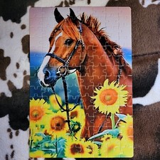 Western Sunflower Horse Puzzle 120 Piece Custom Handmade Jigsaw Puzzle