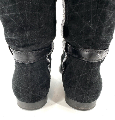 Bottes Christian Dior pointure 38 US 8 matelassées cuir daim logo luxe grande équitation  - Photo 8/15