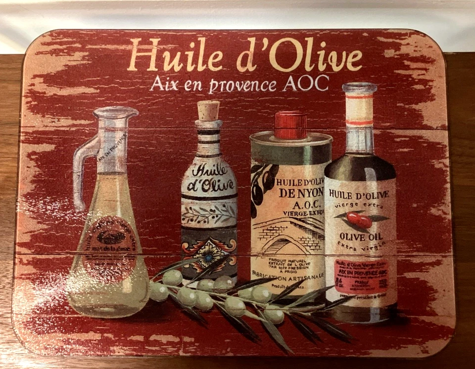 Bardo de corte de vidrio Pimpinela mostrador arte granja comedor cocina Huile d' Olive Foto 2 de 4