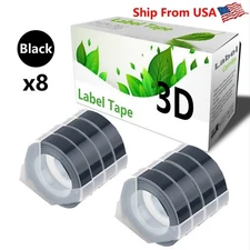 8-PacK Black Dymo 3D Label Tape for Dymo Office-Mate II (154000) Label Makers