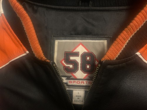 Philadelphia Flyers Leather Jacket Women’s L NHL Hockey Sports Black Orange VTG - Picture 11 of 23