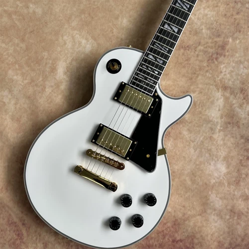 Custom LP Gloss White Electric Guitar Mahogany Body Gold Hardware HH Pickups