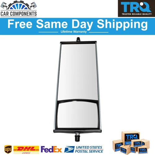 TRQ New 16" x 6.5" West Coast Mirror w/ Convex Glass For 1981-2019 HD Semi Truck