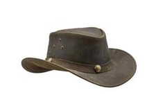 Men and Women Brown Genuine Leather Cowboy Western Hat