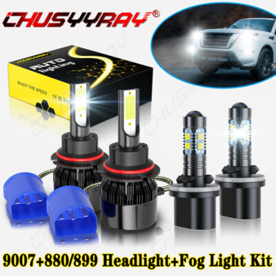 For Dodge Durango 1998-2000 4pcs 6000K LED Headlight Hi/Lo Fog Lights Bulbs Kit