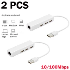 2X Micro USB 2.0 Hub Ethernet Adapter RJ45 Gigabit Splitter USB 2.0 Hub 3 Port