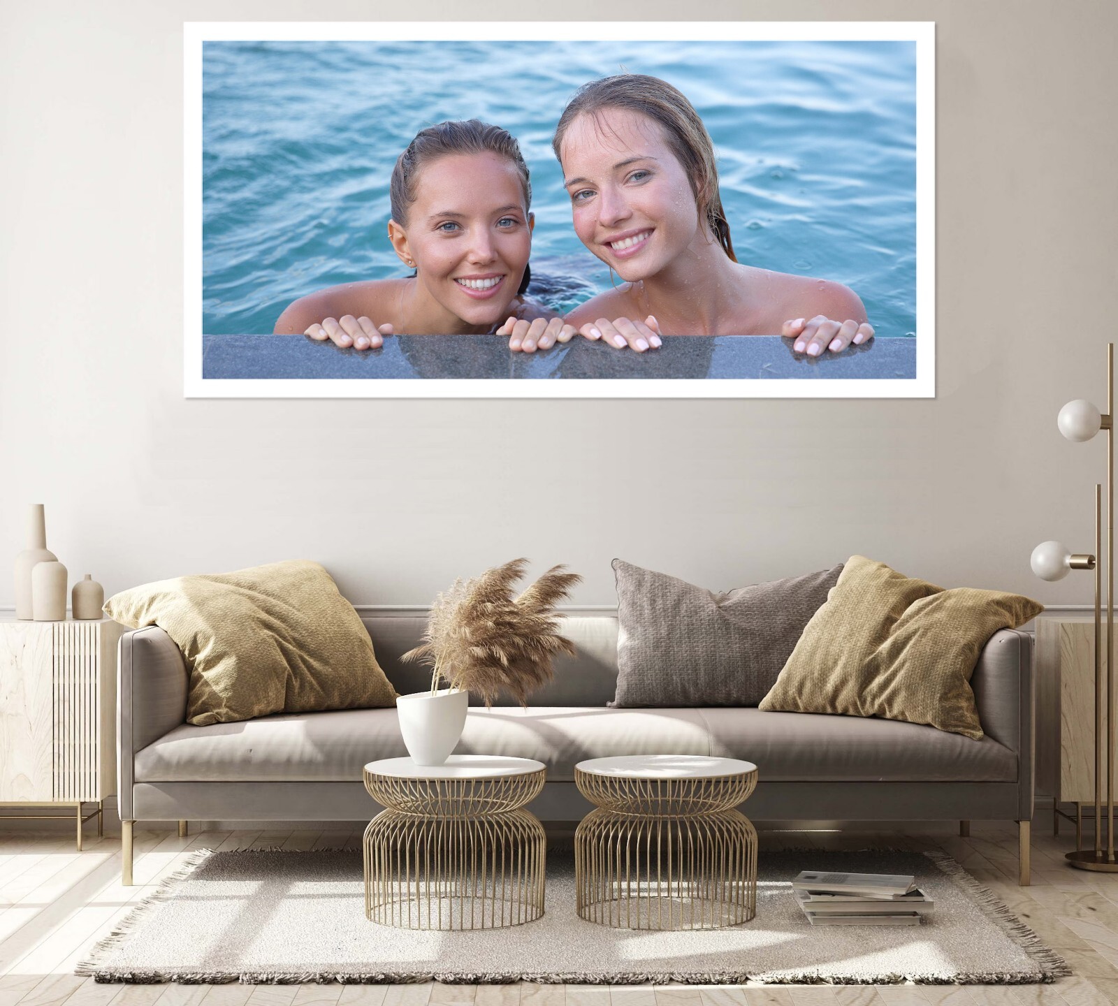 Poster bâche premium Piscine Glamour en PVC robuste mat de taille XXL