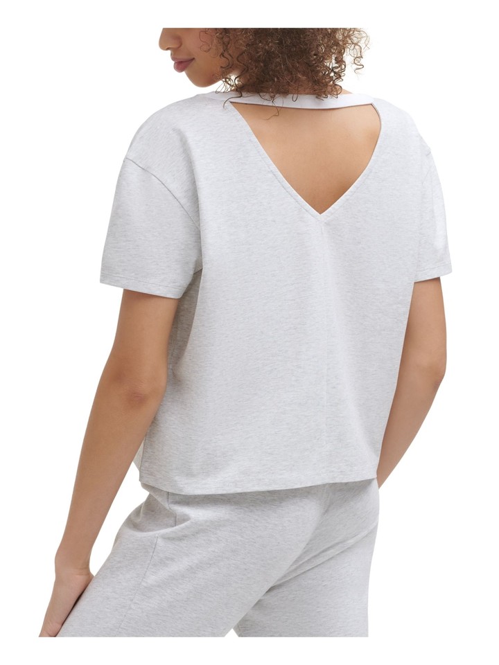 TOMMY HILFIGER SPORT Womens Gray Collar Breathable Logo Short Sleeve T