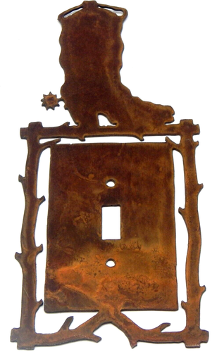 (3 Western Rusted Metal Patina Large Switch Plates/Outlet Covers Montana Artisan - Picture 2 of 5