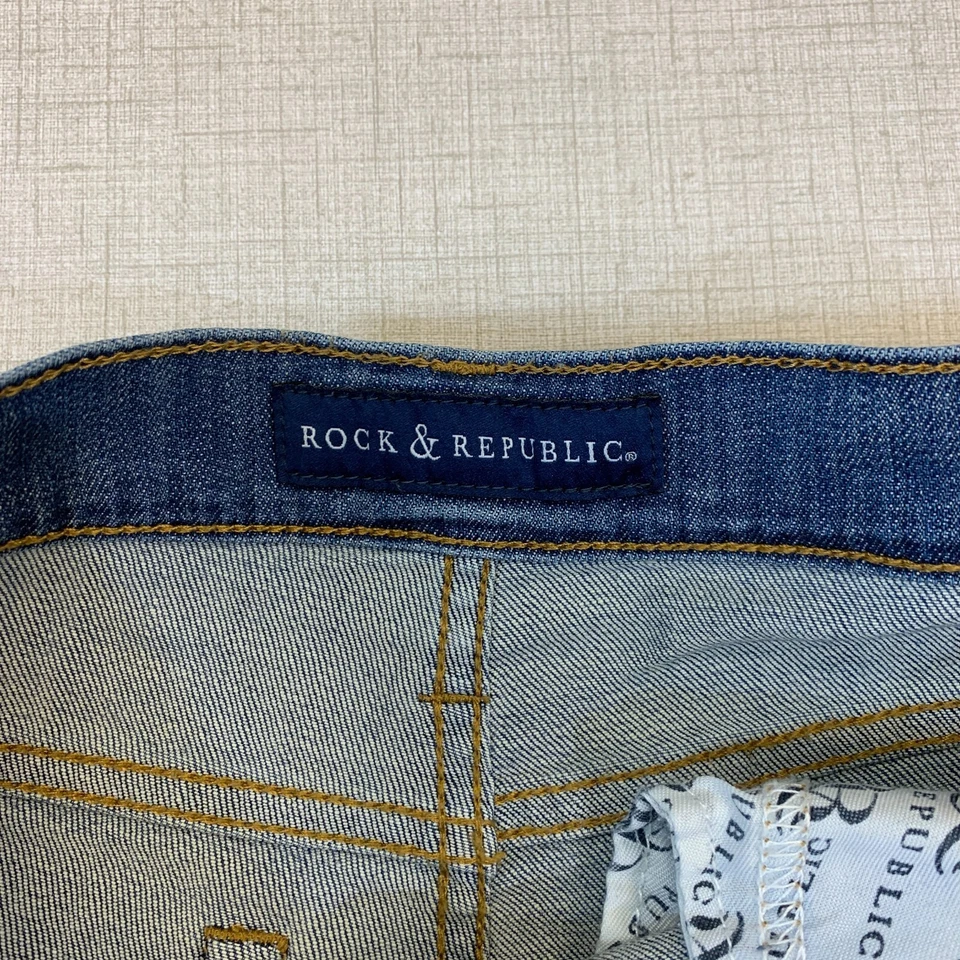 Rock & Republic Bumper Shoot Denim Shorts Womens 8 Distressed Raw Hem 7" Inseam - Image 4 of 4