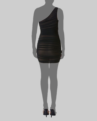 $397 Alice + Olivia Women Cruz Black One Shouder Ruched Bodycon Minidress Size 0 - Picture 2 of 2